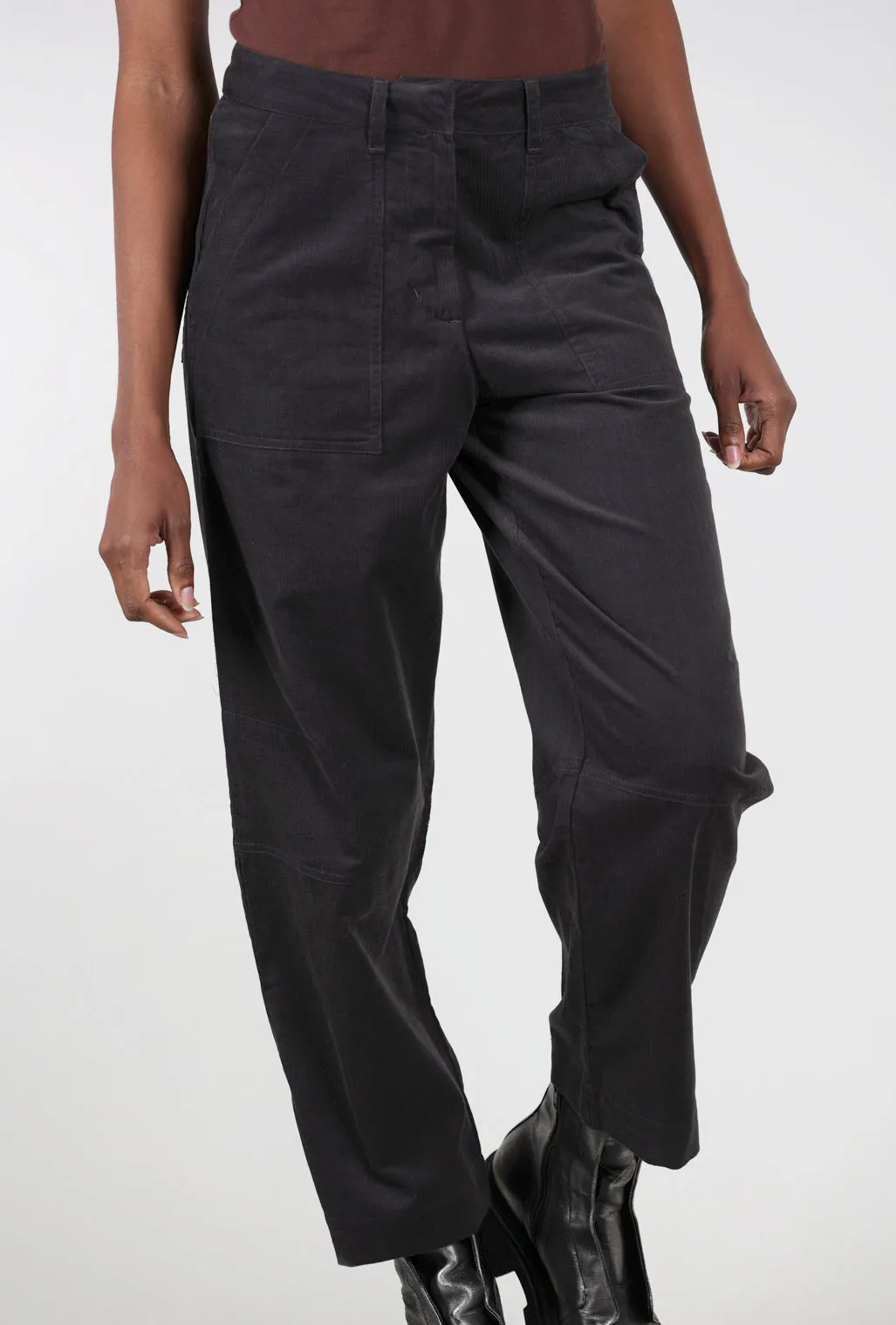 Margate Relaxed Cord Trouser, Gray Comfortable Stretch