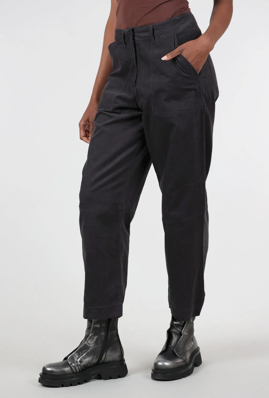 Margate Relaxed Cord Trouser, Gray Comfortable Stretch