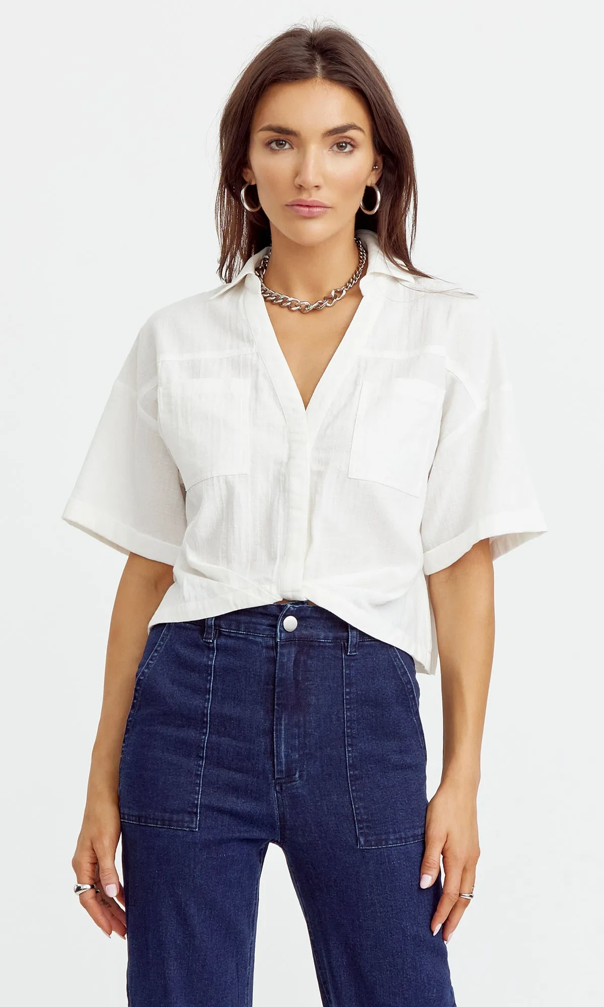 Maria Tucked Cropped Shirt Fresh Style