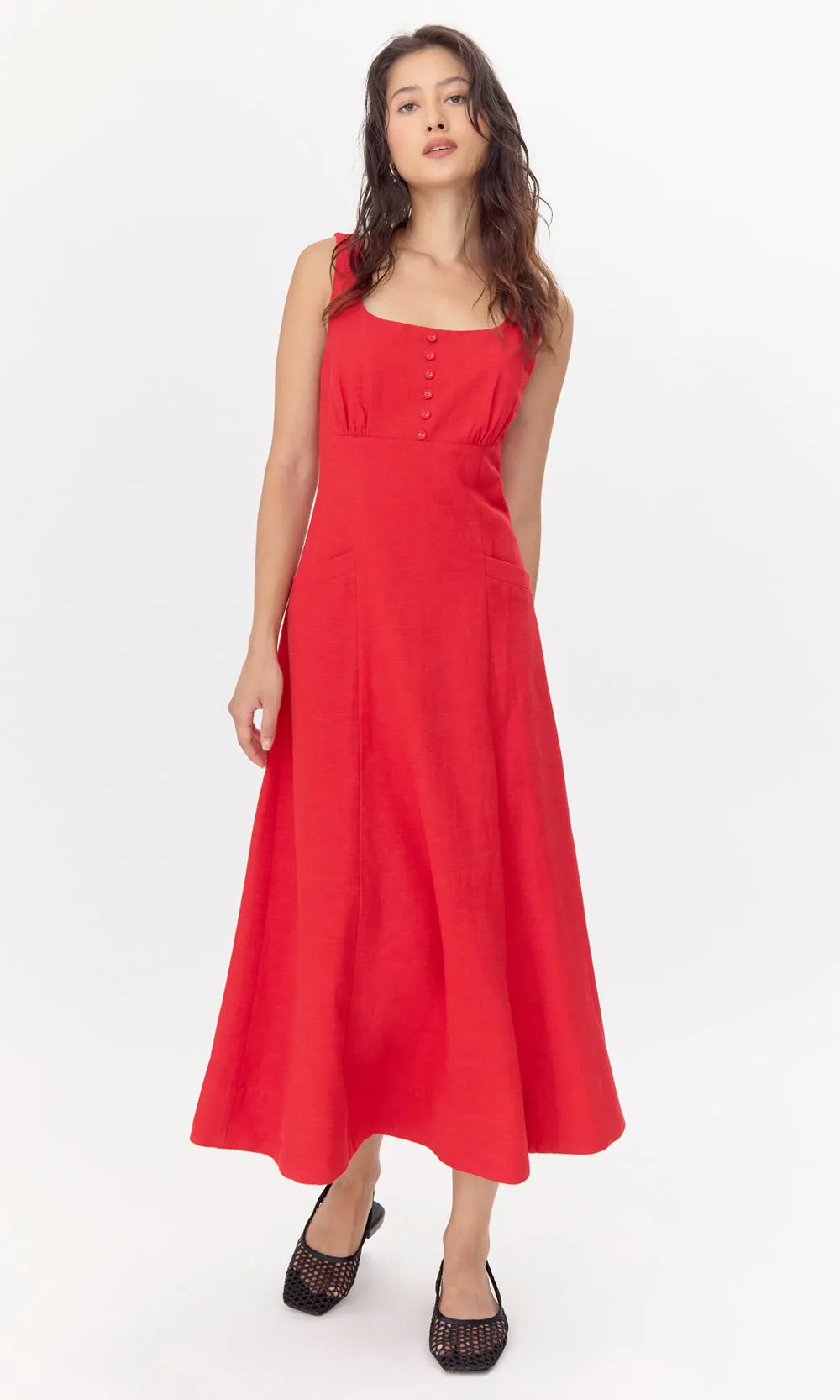 Marjorie Tie Linen Midi Dress runway look