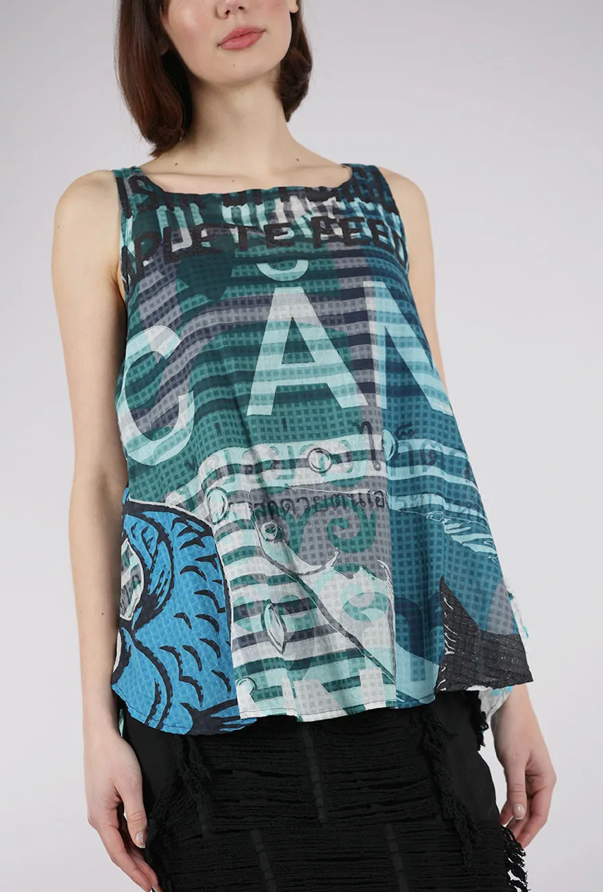 Market Day Tank, Aqua Multi Costume wear