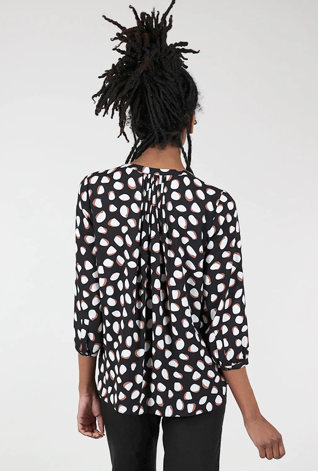Matilda Dot Blouse, Black Animal Print