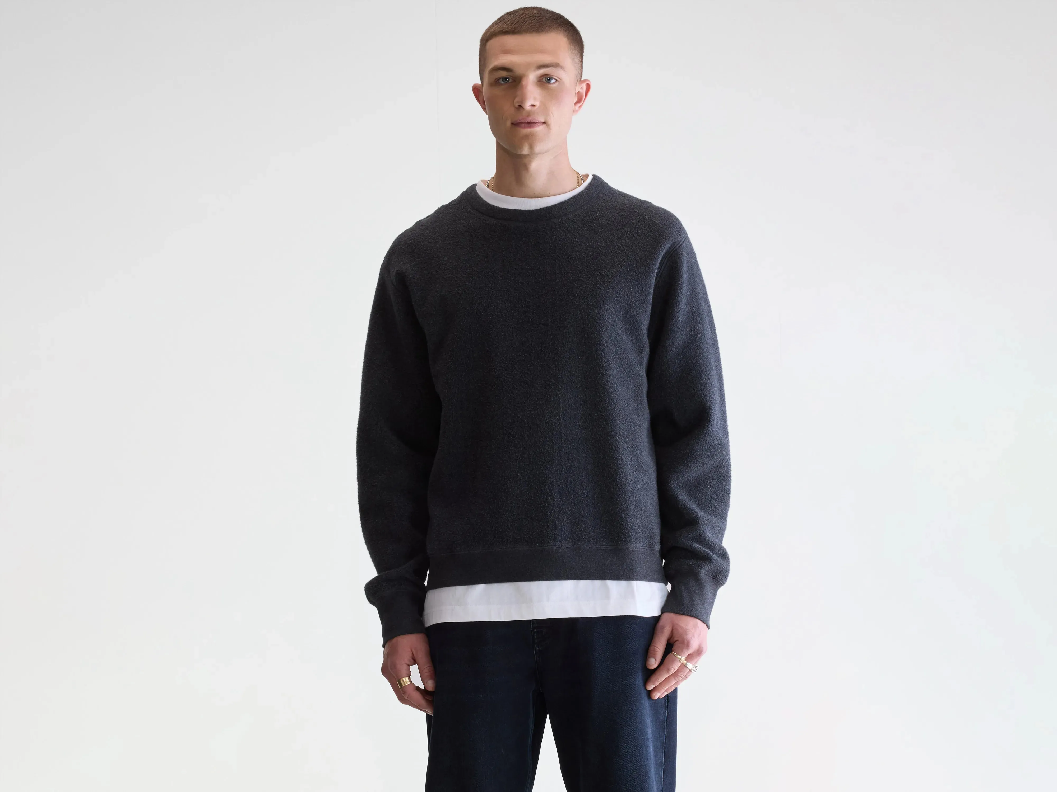 Men's mountain style Matt crewneck sweatshirt (252 / M / ANTHRACITE)