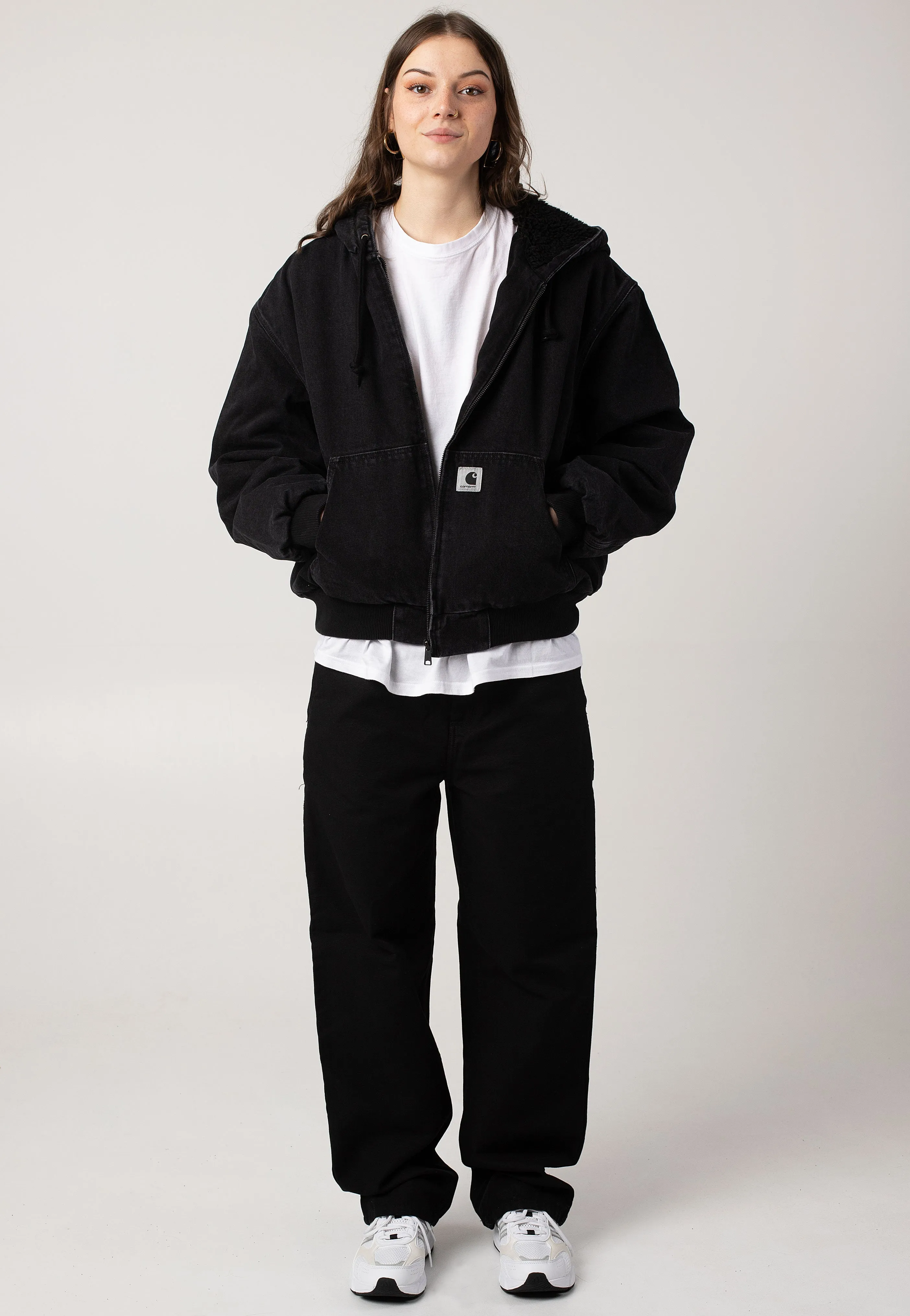 Matte Finish Carhartt WIP - W' Og Active Stone Washed Black - Jeans Jacket