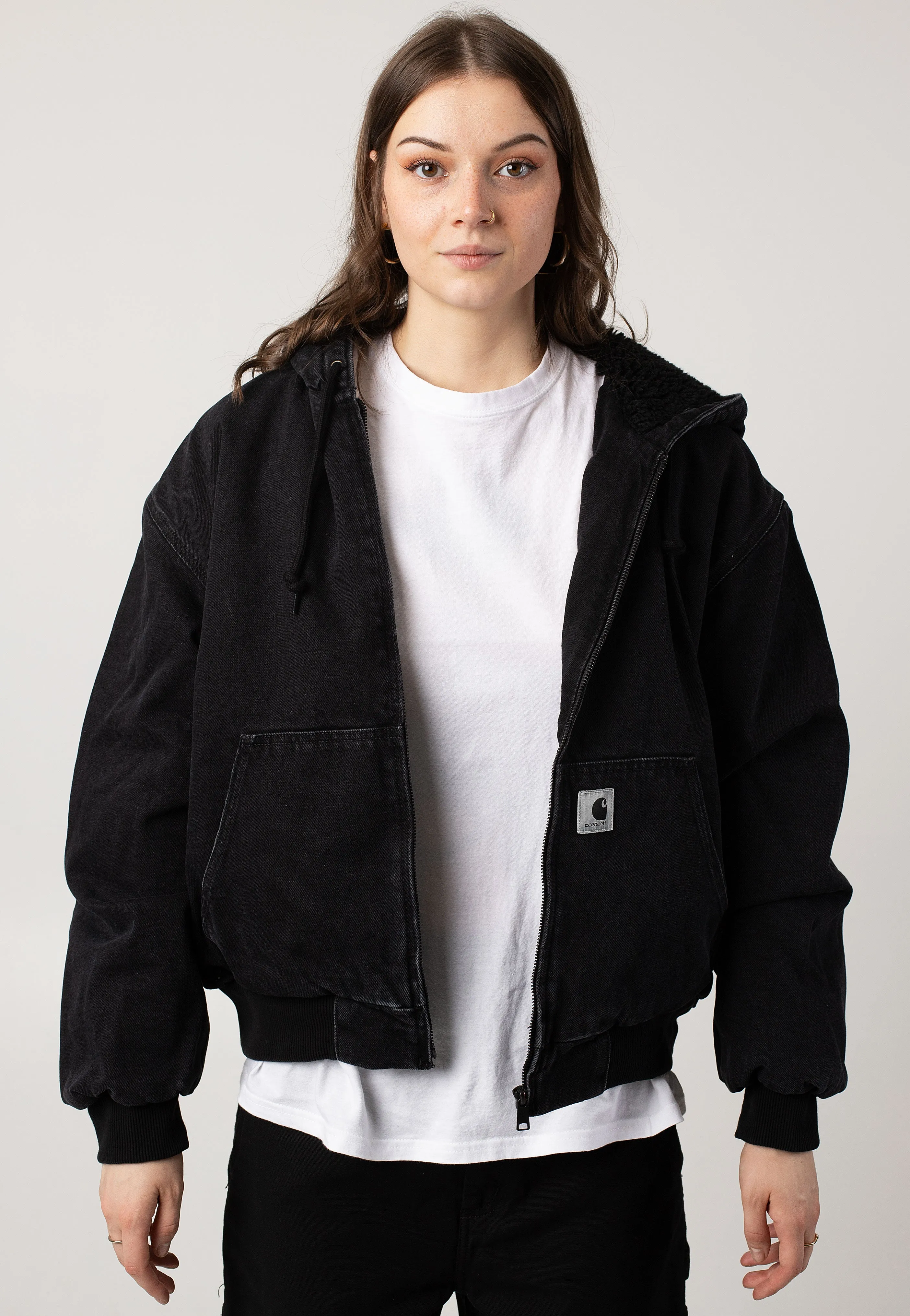 Matte Finish Carhartt WIP - W' Og Active Stone Washed Black - Jeans Jacket