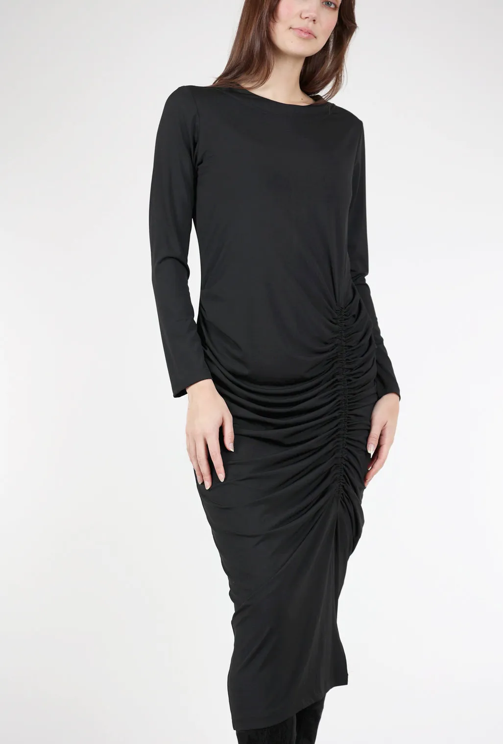 Matte Gather Dress, Black Essential fashion items