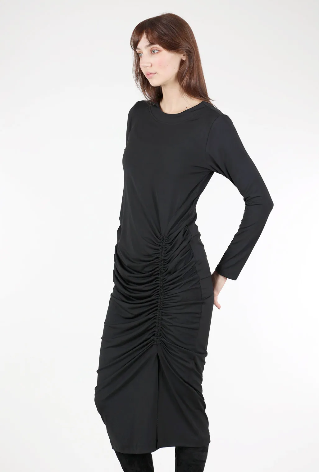Matte Gather Dress, Black Essential fashion items