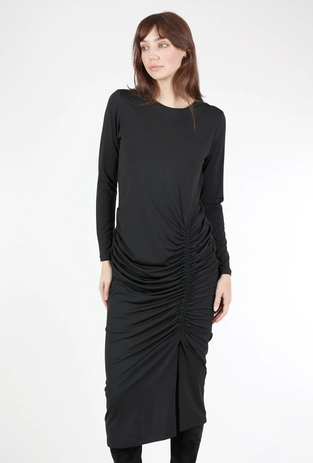 Inclusive Fit Matte Gather Dress, Black