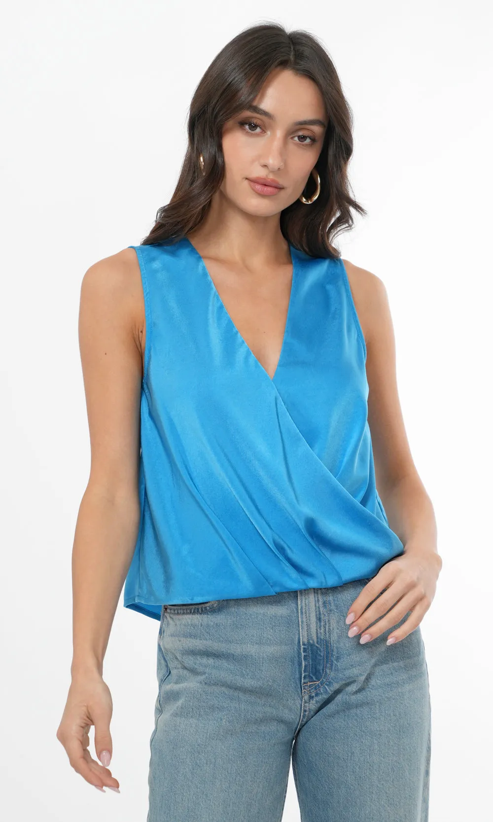 Melina Surplice Satin Top Playful Style
