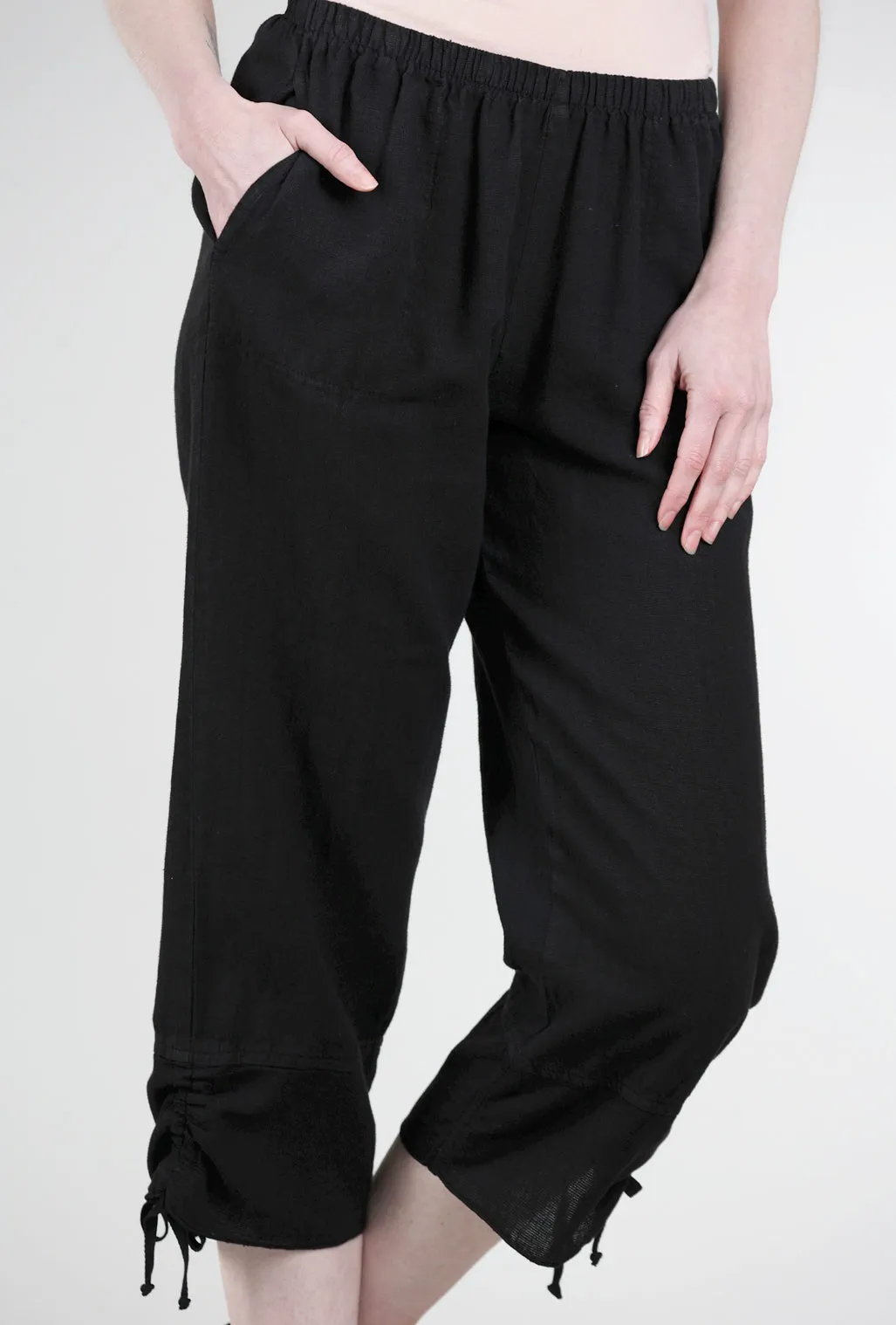 Mesh Hem Crop Pant, Black Durable Fit