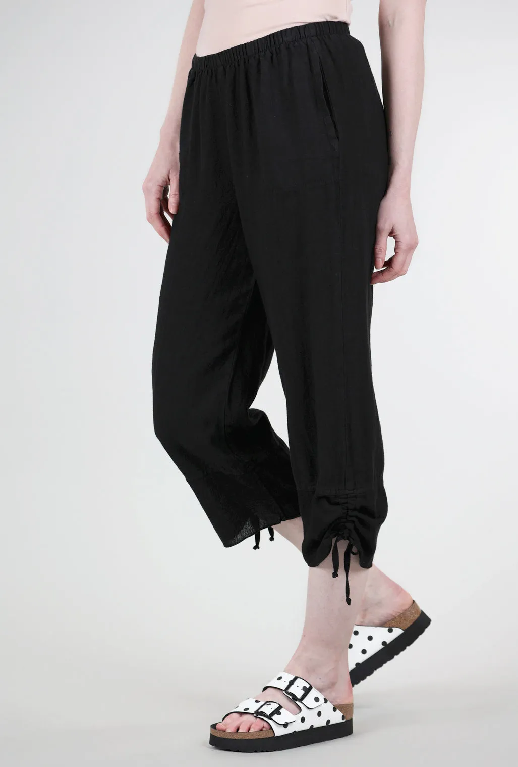 Mesh Hem Crop Pant, Black Durable Fit