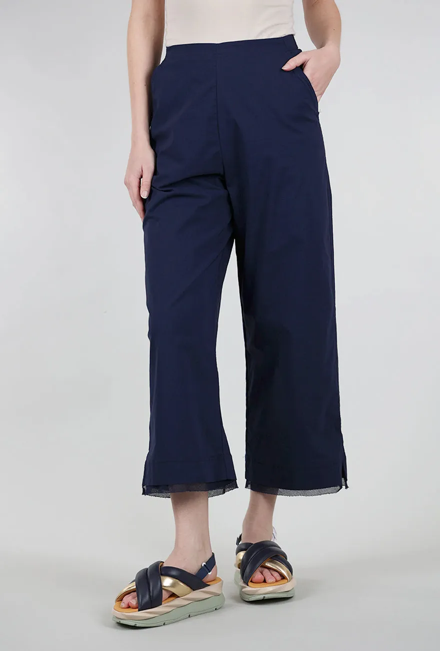 Work Comfort Mesh Trim Flare Crop Trouser, Navy