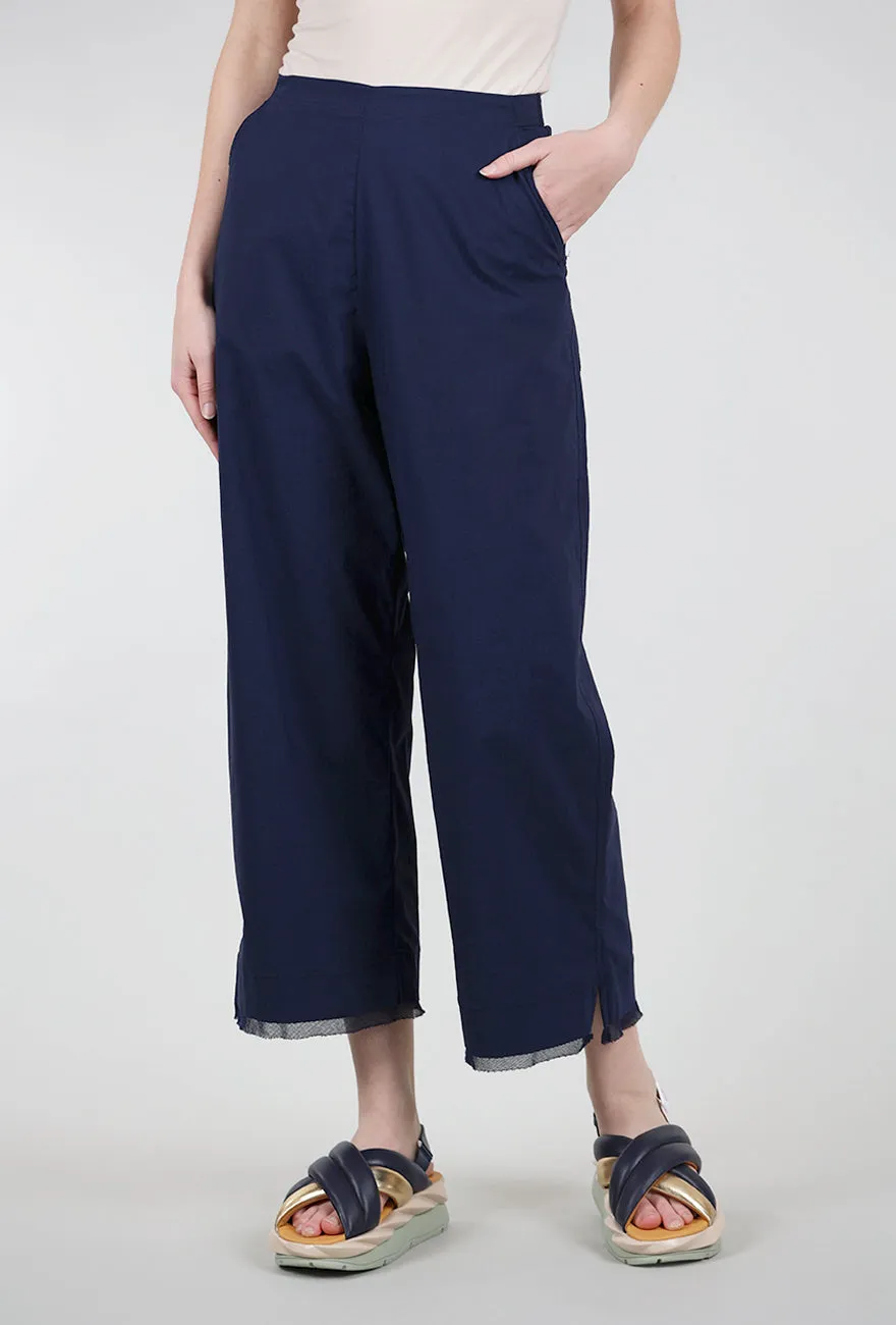 Mesh Trim Flare Crop Trouser, Navy Fit Flexibility