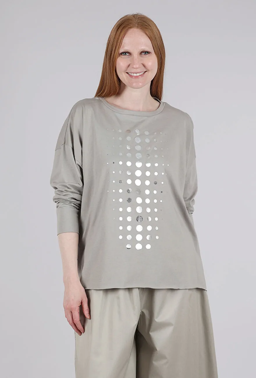 Metallic Dot Boxy Tee, Titanium/Silver Casual Style