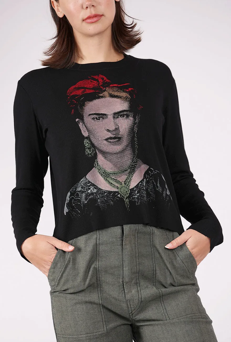 Micro Rib Crop Tee, Frida/Black Simple Elegance