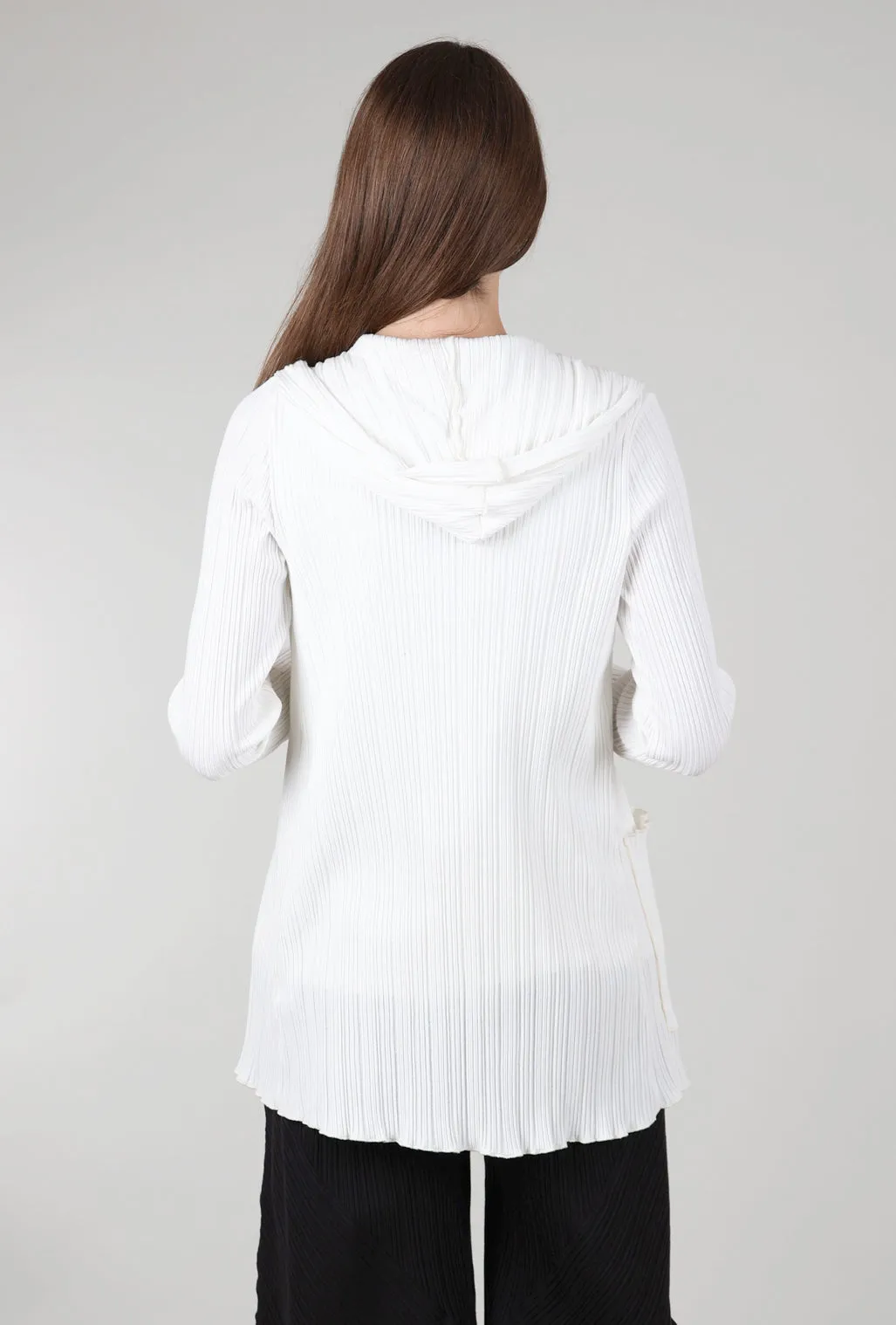 Micropleat Hooded Cardie, Off-White Commuter Shield