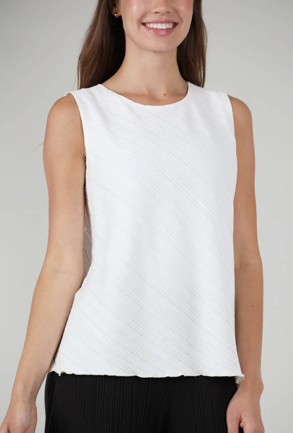 Micropleat Tank, Off White Preppy - casual