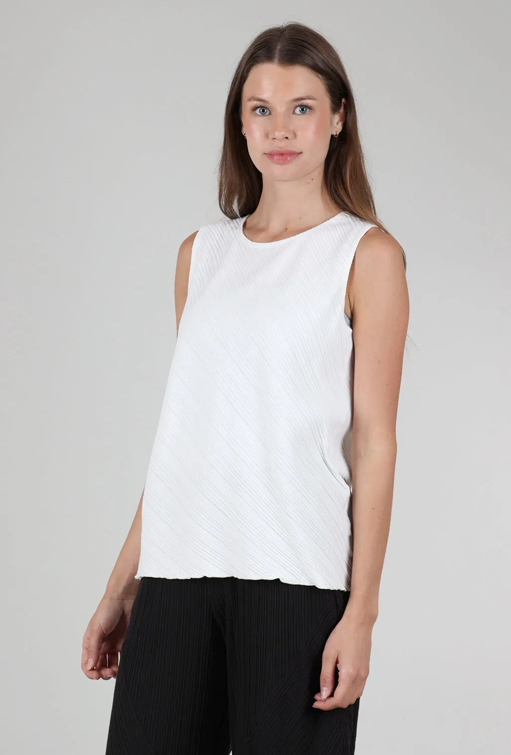 Micropleat Tank, Off White Preppy - casual