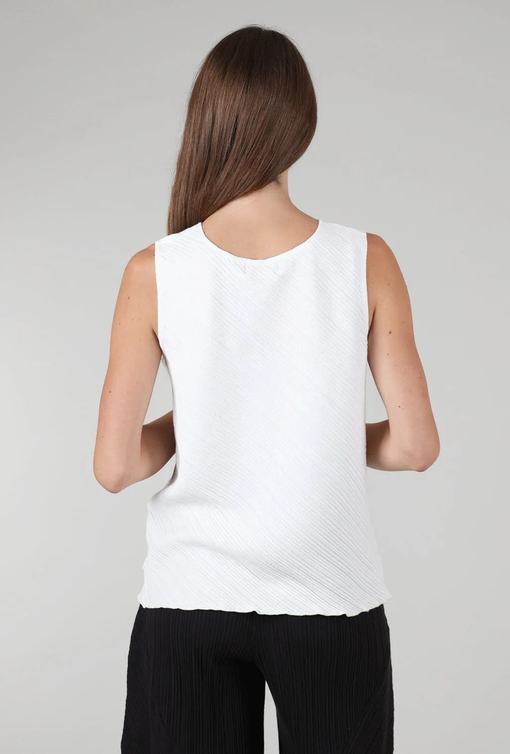 Micropleat Tank, Off White Preppy - casual