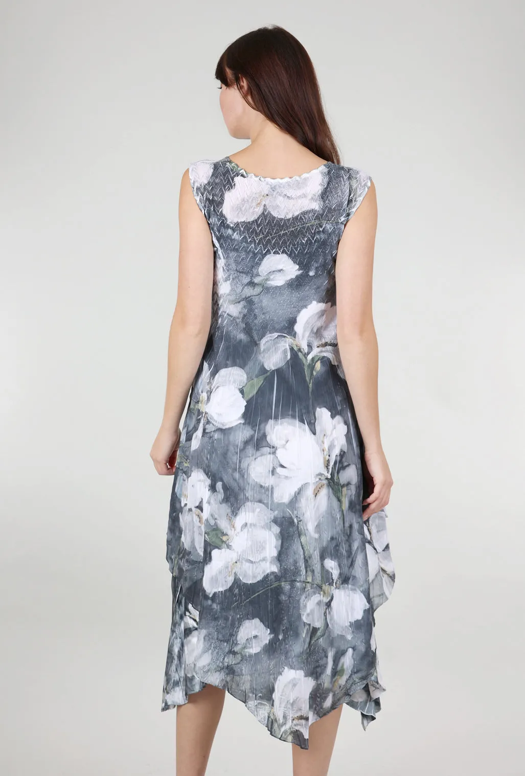 Midnight Magnolia Layered Hem Dress, Gray Sleek modern