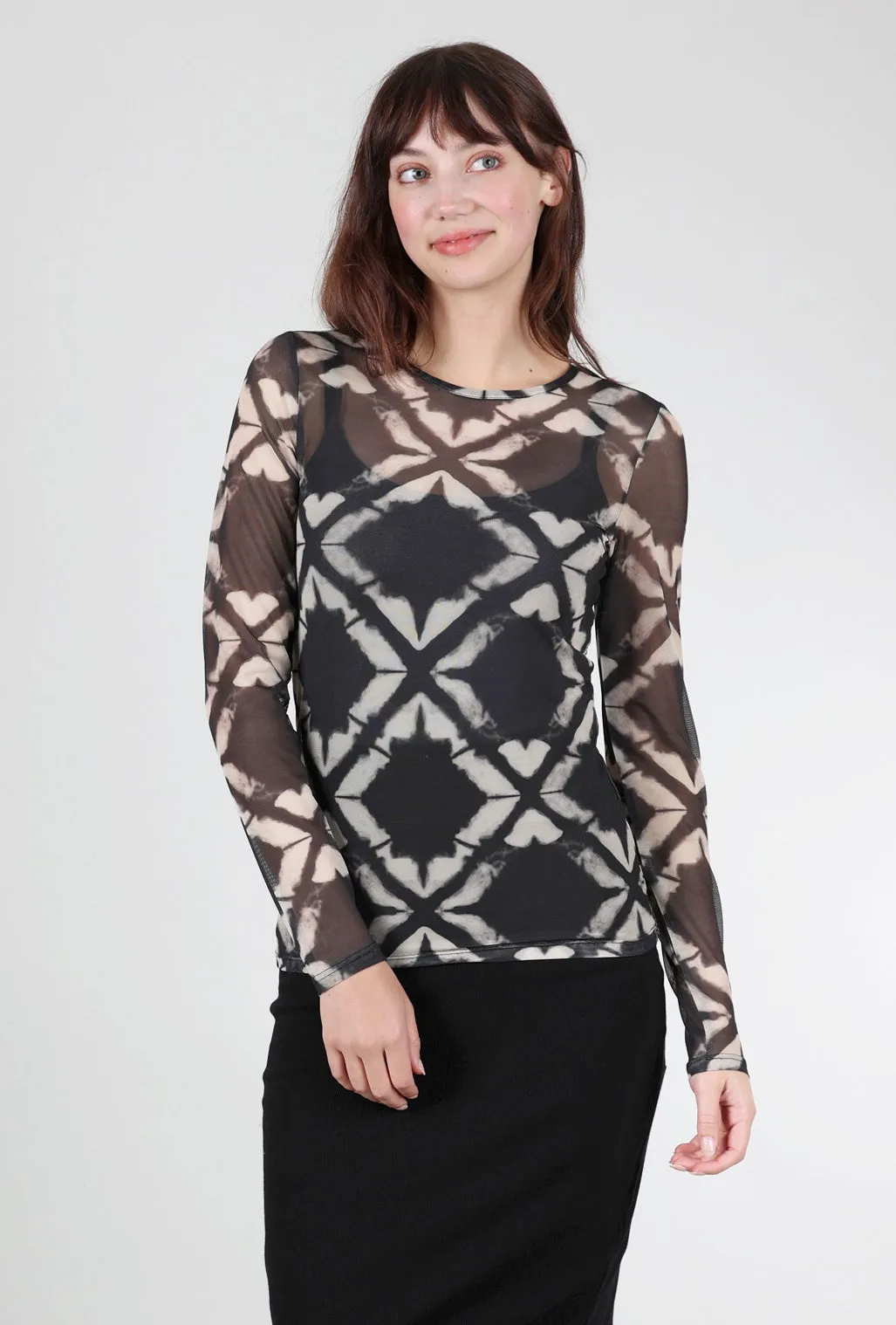 Office Style Neutral Tone Mika Mesh Tee, Optic