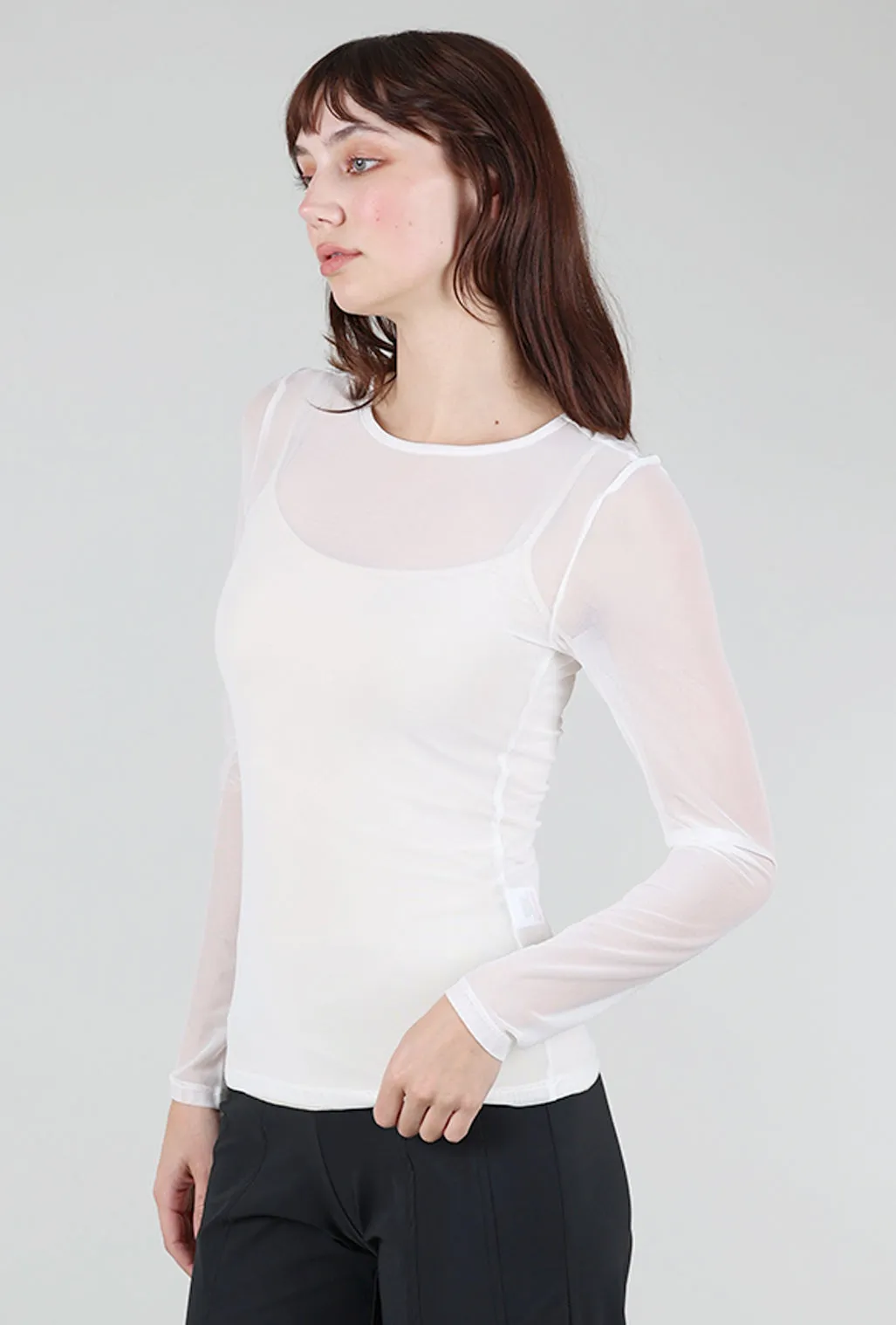 Mika Mesh Tee, White Perfect Knit