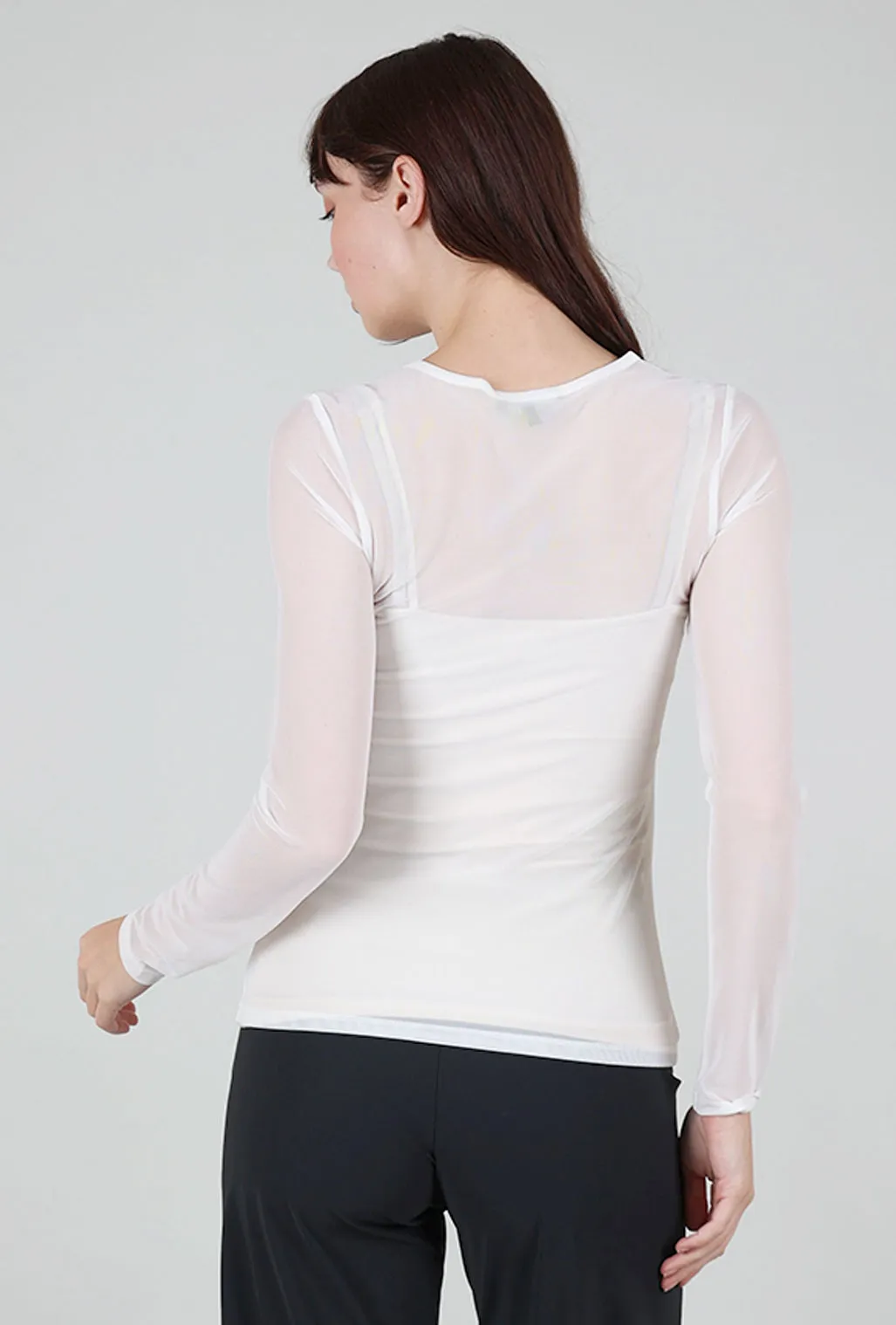Mika Mesh Tee, White Perfect Knit