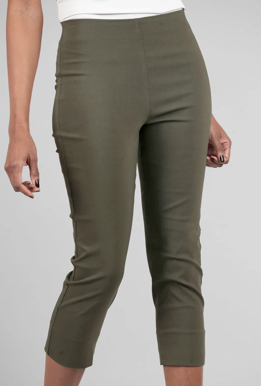 Mindy Cropped Pant, Dark Olive Skinny Fit