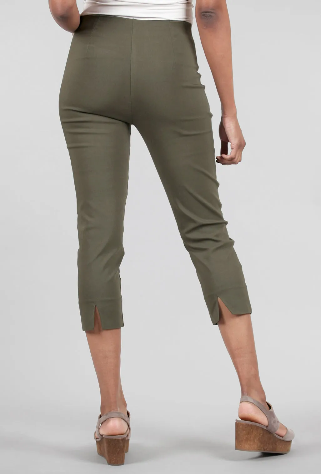 Mindy Cropped Pant, Dark Olive Skinny Fit