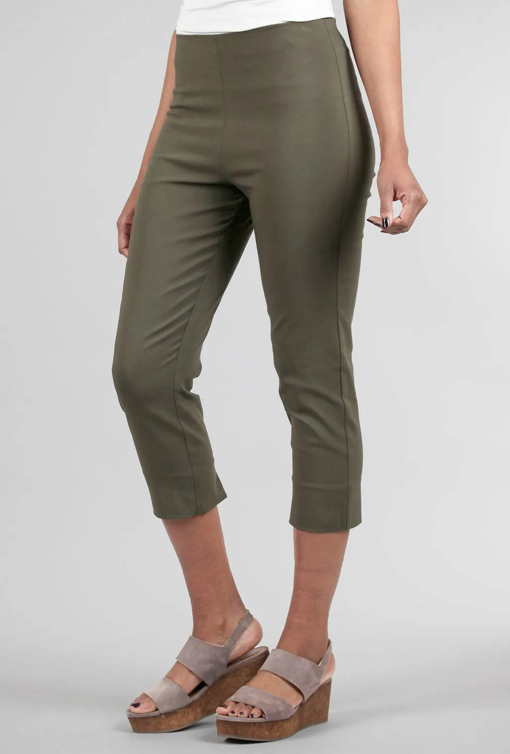 Mindy Cropped Pant, Dark Olive Skinny Fit