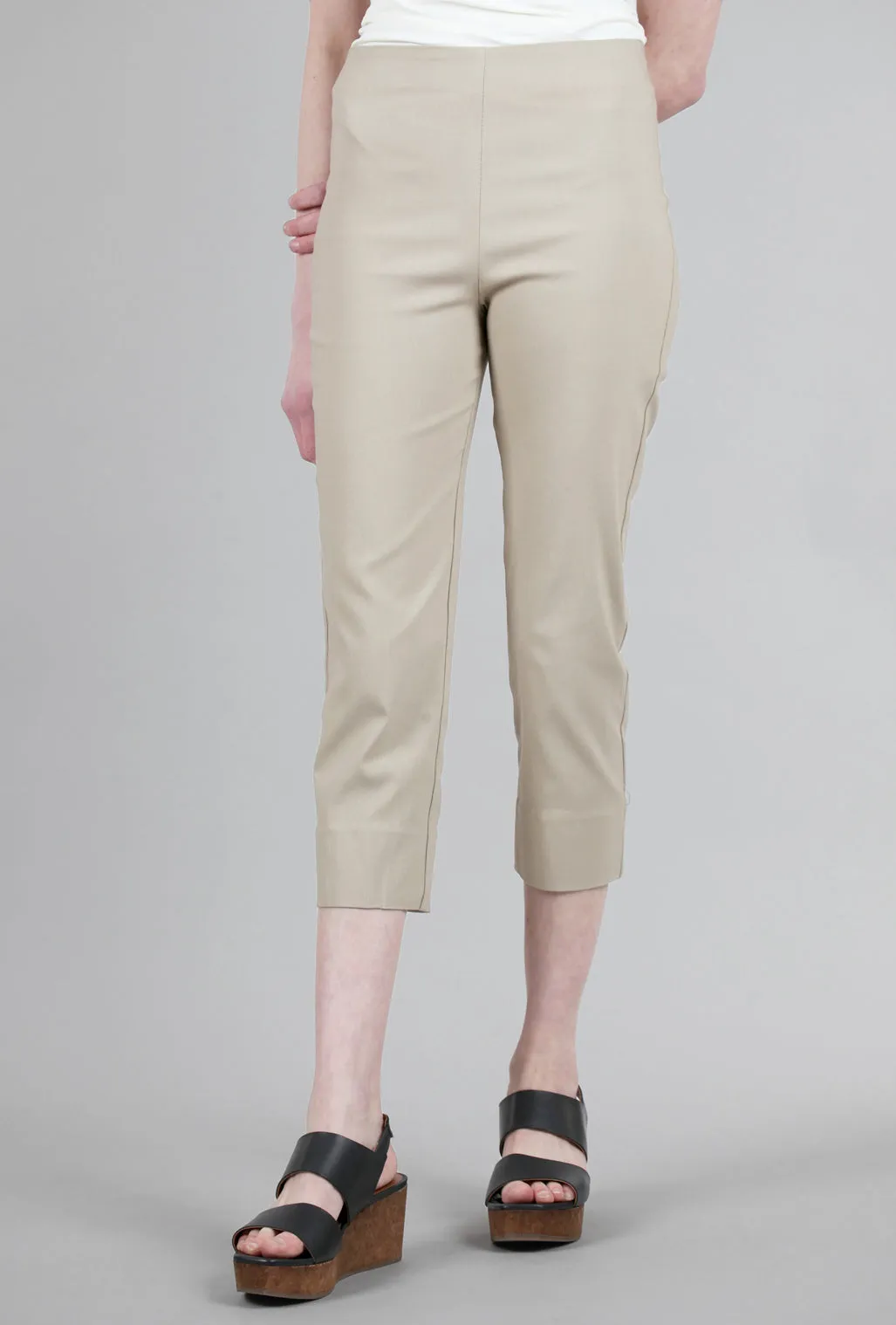 Mindy Cropped Pant, Khaki Soft Waist