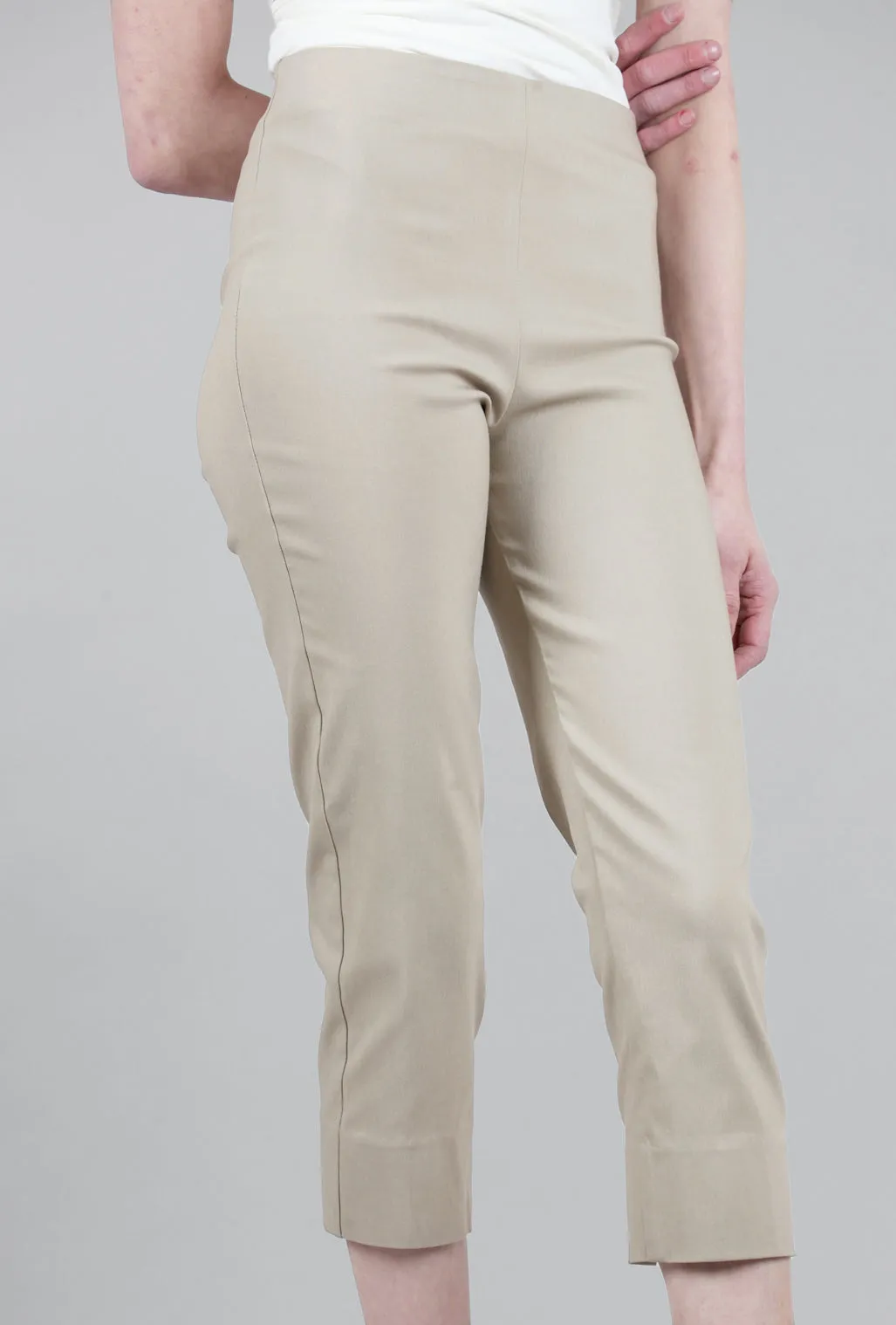 Mindy Cropped Pant, Khaki Soft Waist