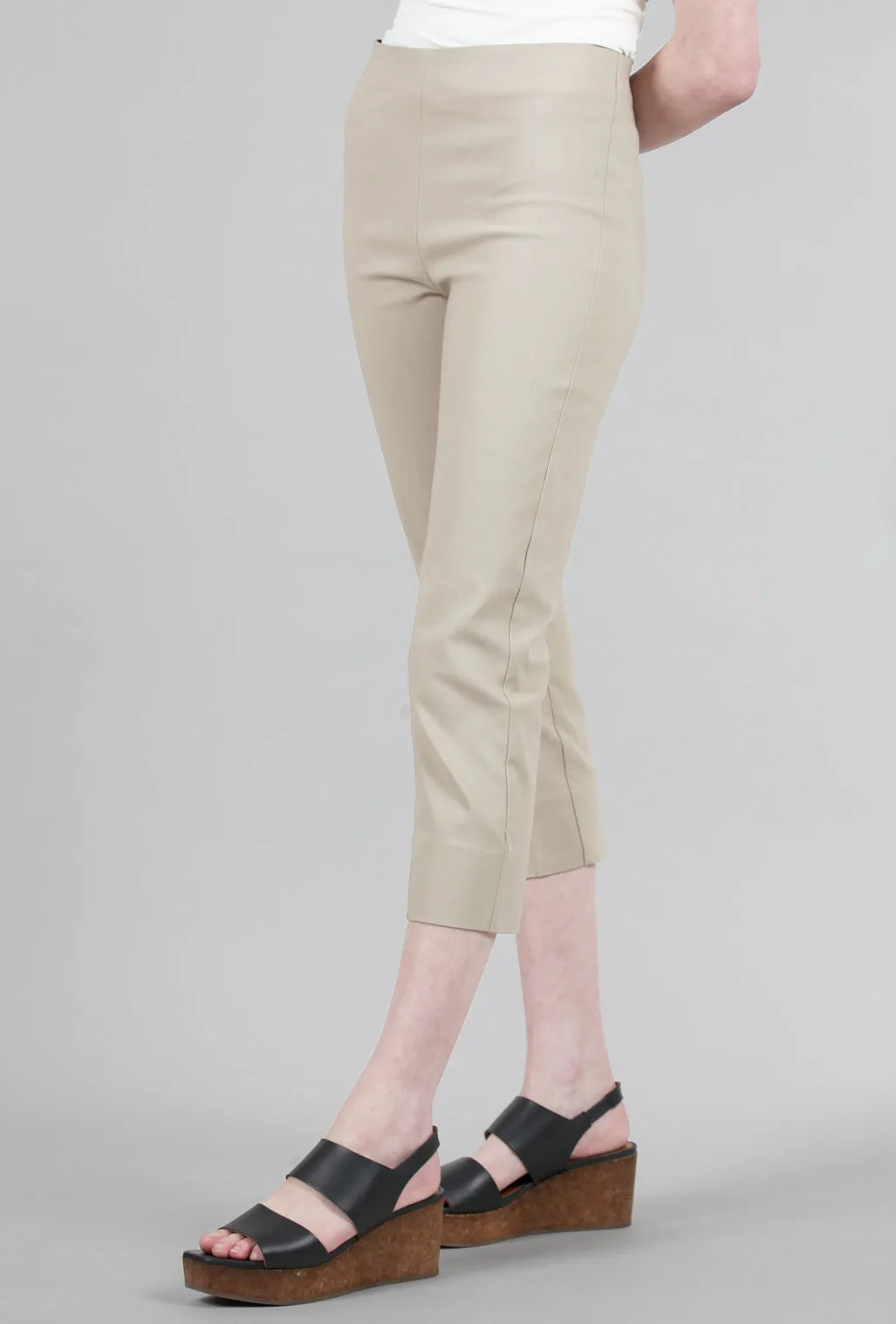 Mindy Cropped Pant, Khaki Soft Waist