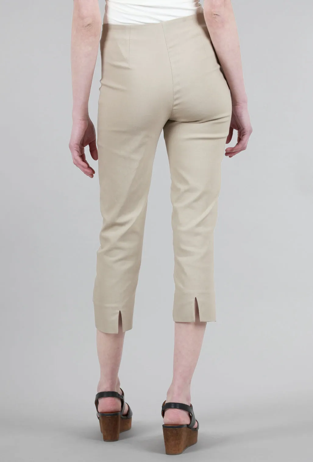 Mindy Cropped Pant, Khaki Soft Waist