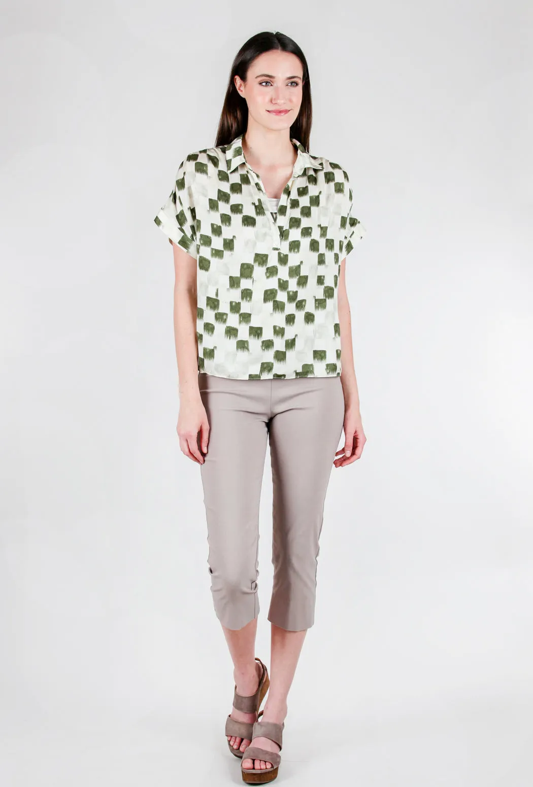Mindy Cropped Pant, Sandstone Trendy Waistband