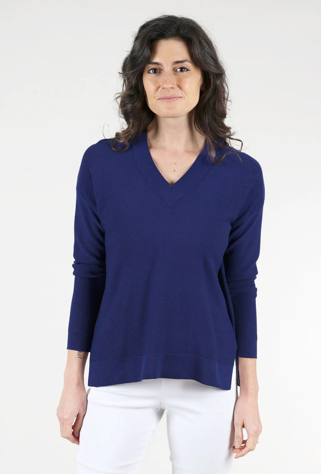Cold-weather sweater Mini Ottoman V Neck, Royal Blue