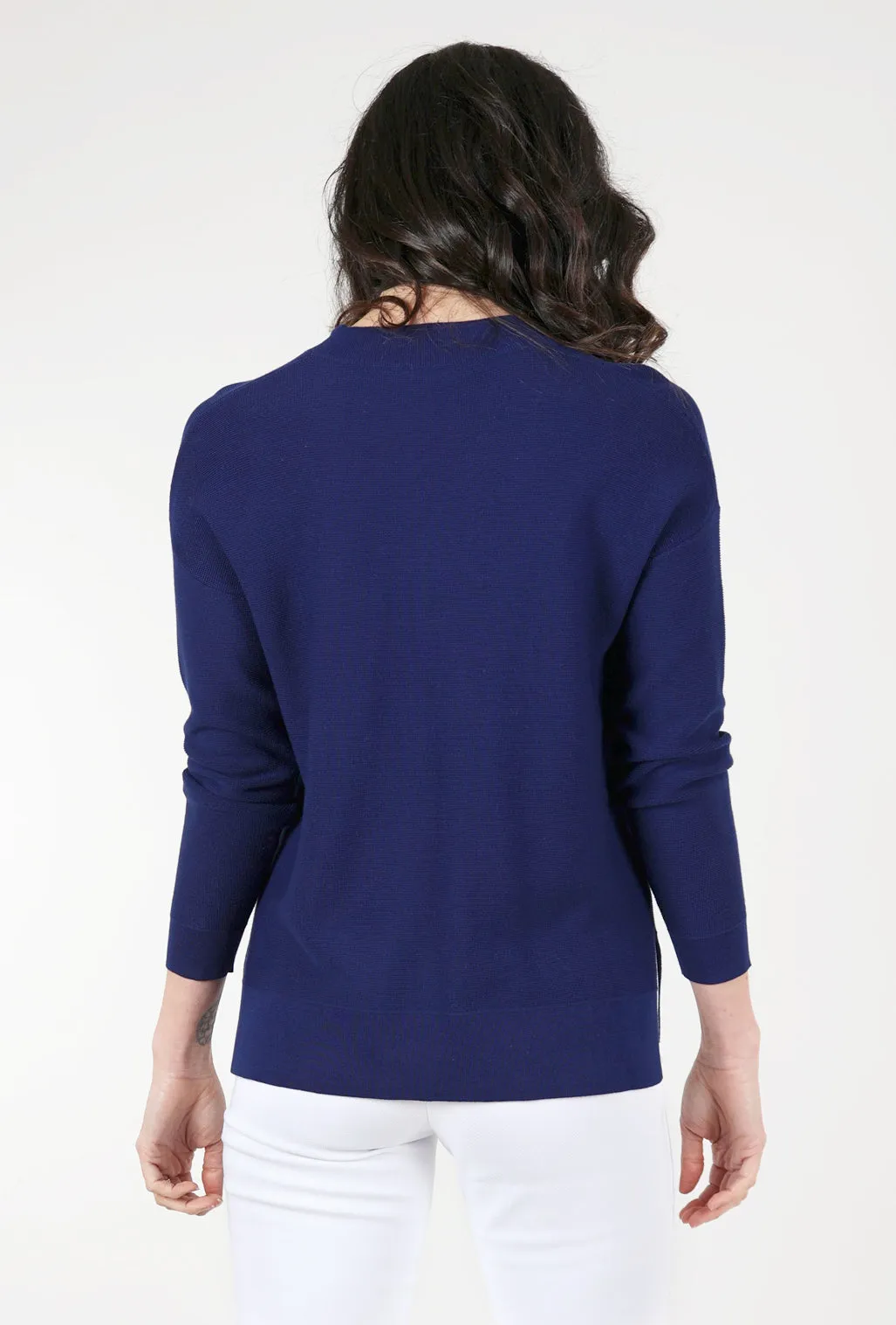 Mini Ottoman V Neck, Royal Blue Drop Shoulder