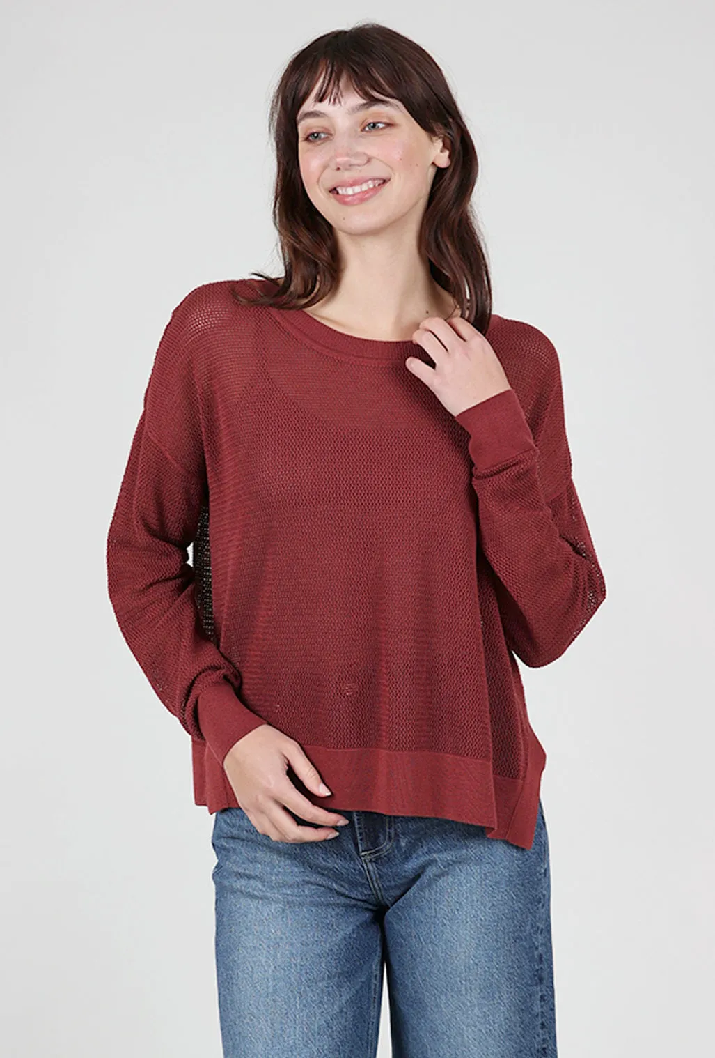 Mini Seed Stitch Sweater, Cinnamon Smart cold-weather piece