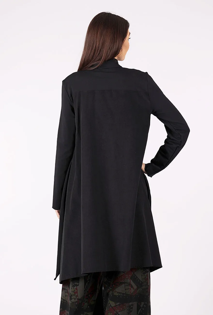 Minimal Chic Raven Long Cord/Jersey Jacket, Black