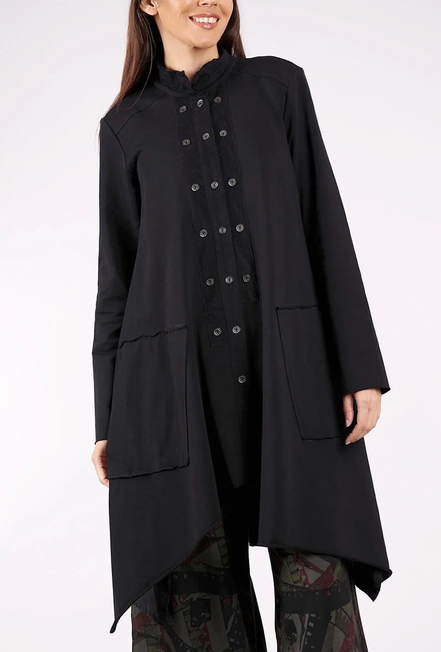 Minimal Chic Raven Long Cord/Jersey Jacket, Black
