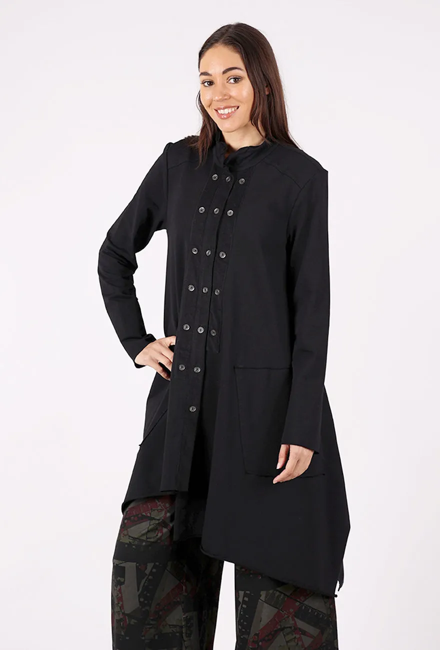 Minimal Chic Raven Long Cord/Jersey Jacket, Black