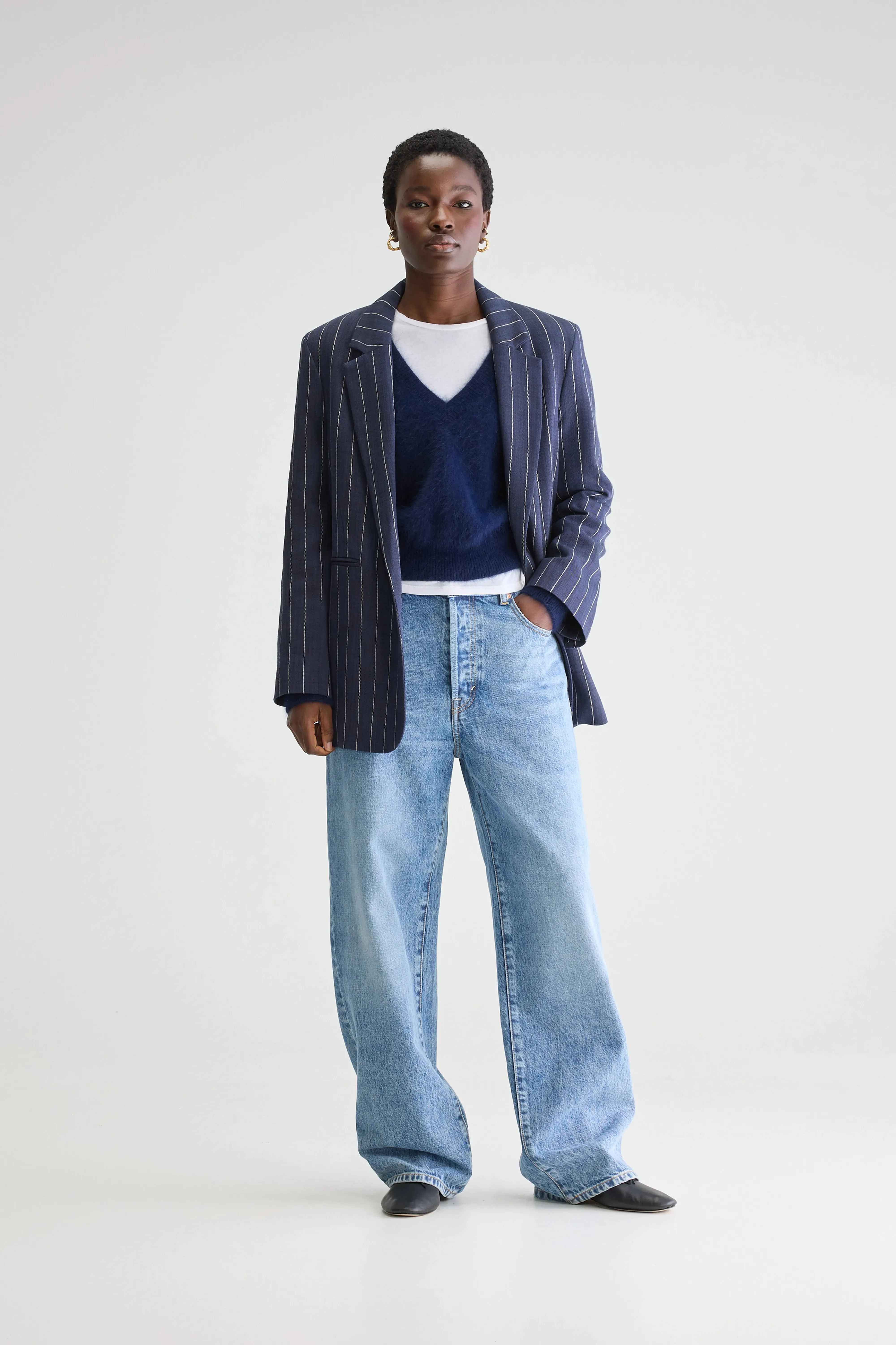 Minimal Chic Veil relaxed blazer (251 / W / STRIPE A)