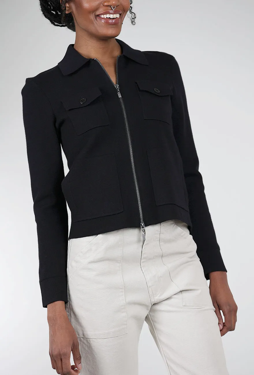 Minimal Chill Layer Crop Utility Cardie, Black