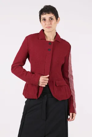 Casual Work Look Racing Stripe Wool Jacket, Merlot