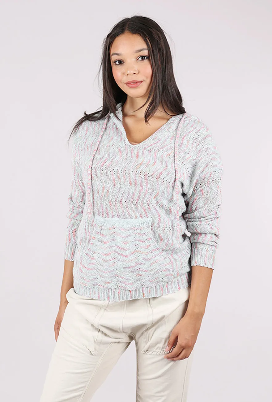 Mixed Chevron Hoodie Sweater, Blues Winter essential sweater