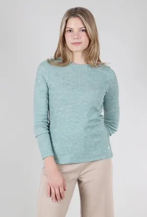 Smart-casual knit Thermal Rib Crew, Arctic Green Heather