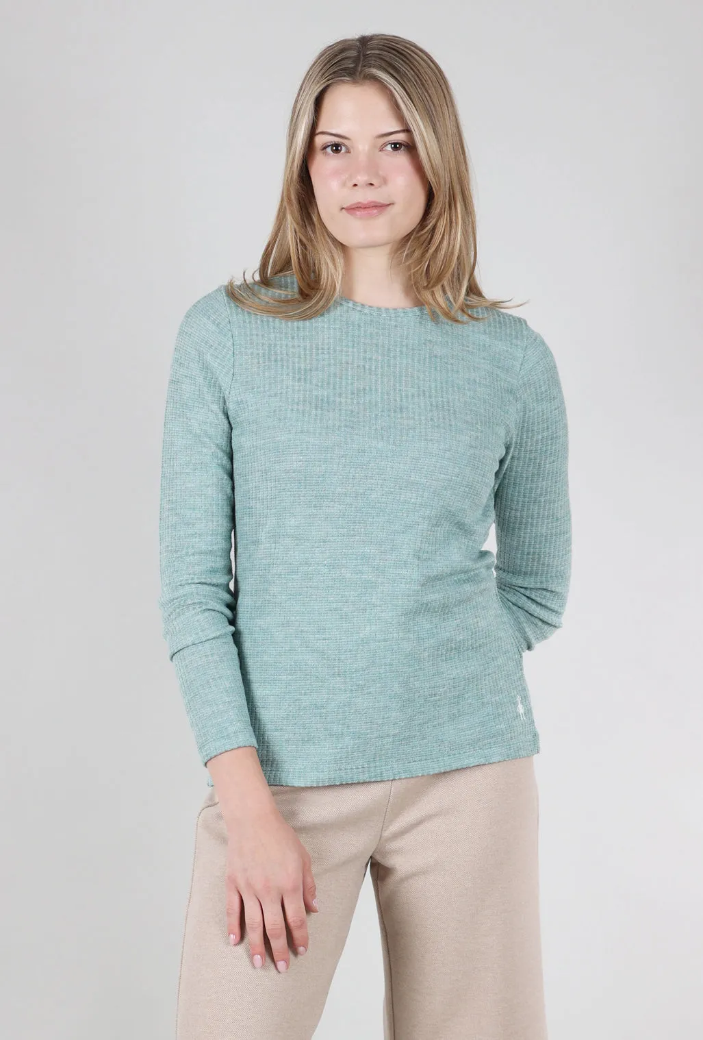 Smart-casual knit Thermal Rib Crew, Arctic Green Heather