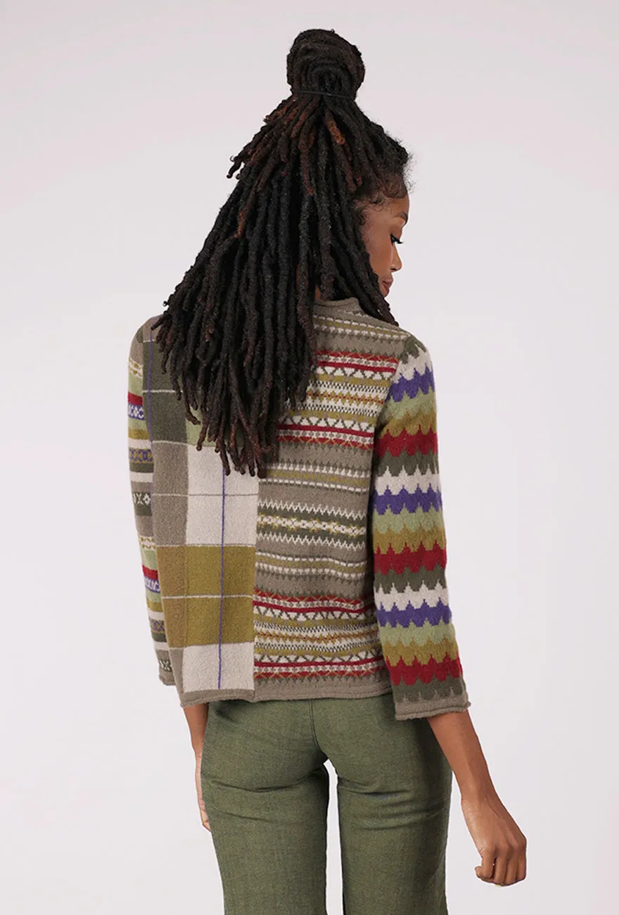 Modal Winter Whimsy Mixed Pattern Pullover, Truffle