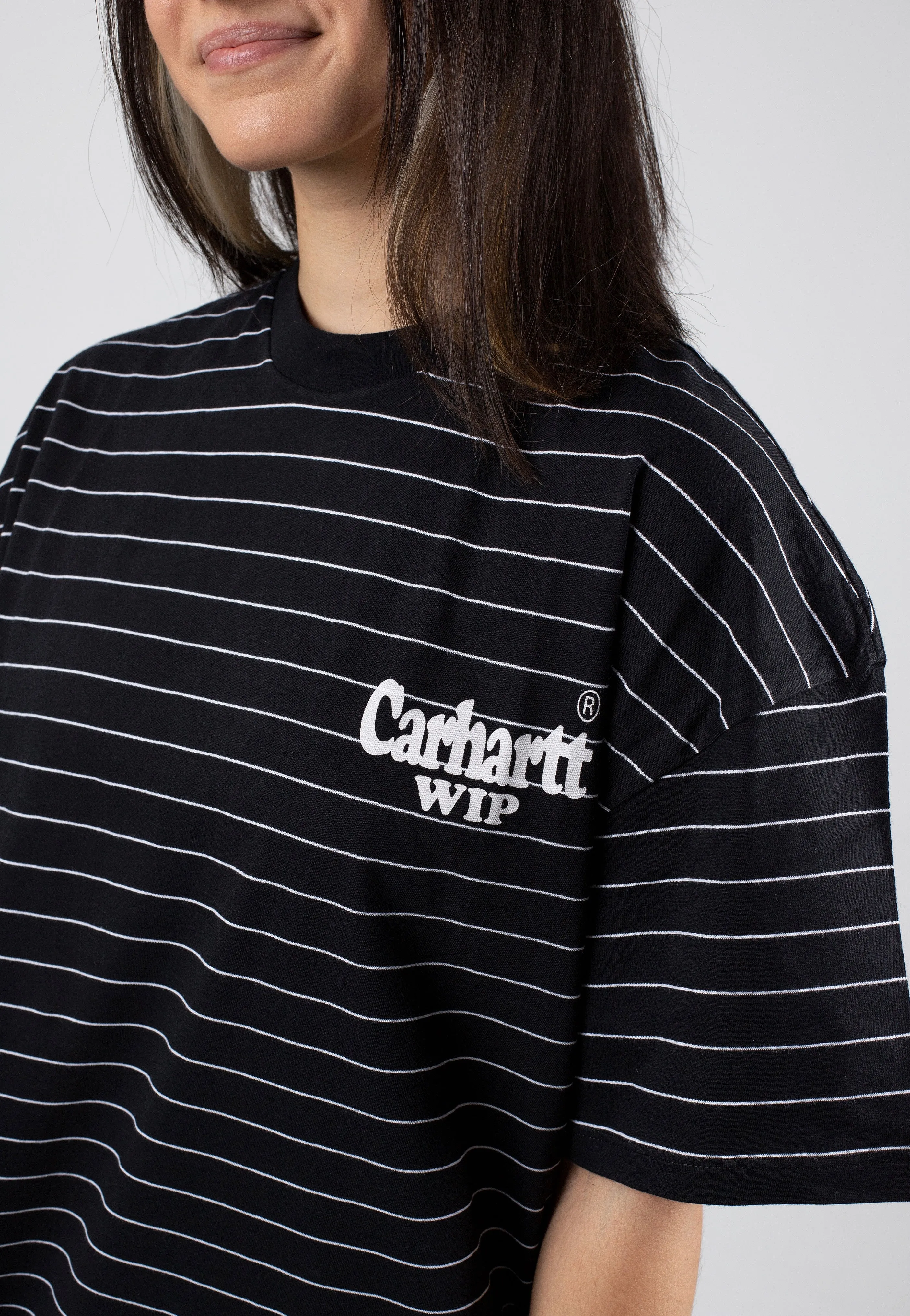 Modern Casual Carhartt WIP - W' Orlean Spree Orlean Stripe Horizontal/Black/White - T-Shirt