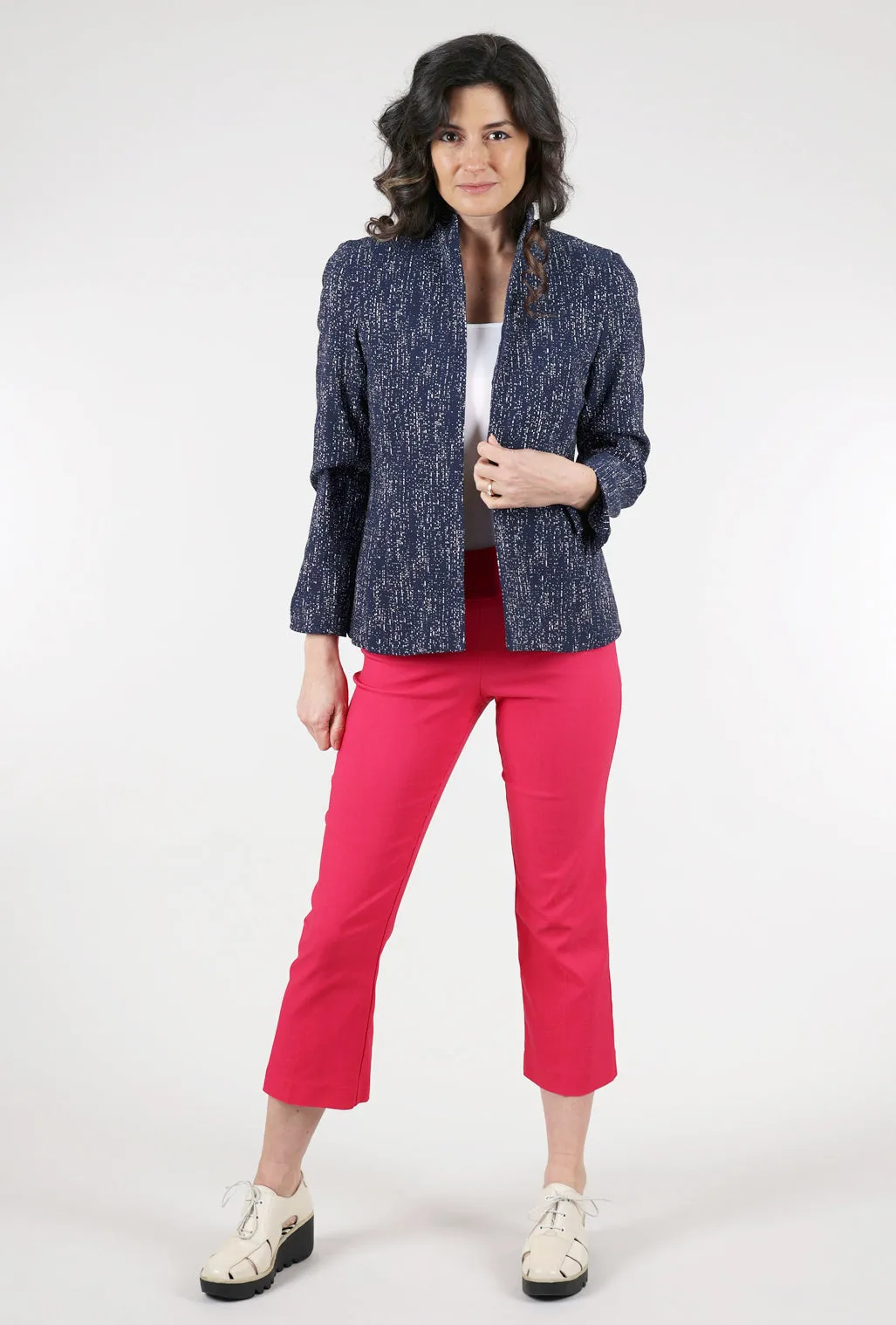 Modern Cool Shaped Print Jacket, Navy/White